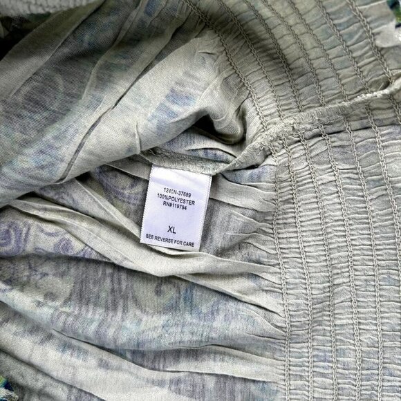 One World Tunic Top Womens XL Green Butterfly Embellished Fairycore Boho Y2K - Picture 7 of 10